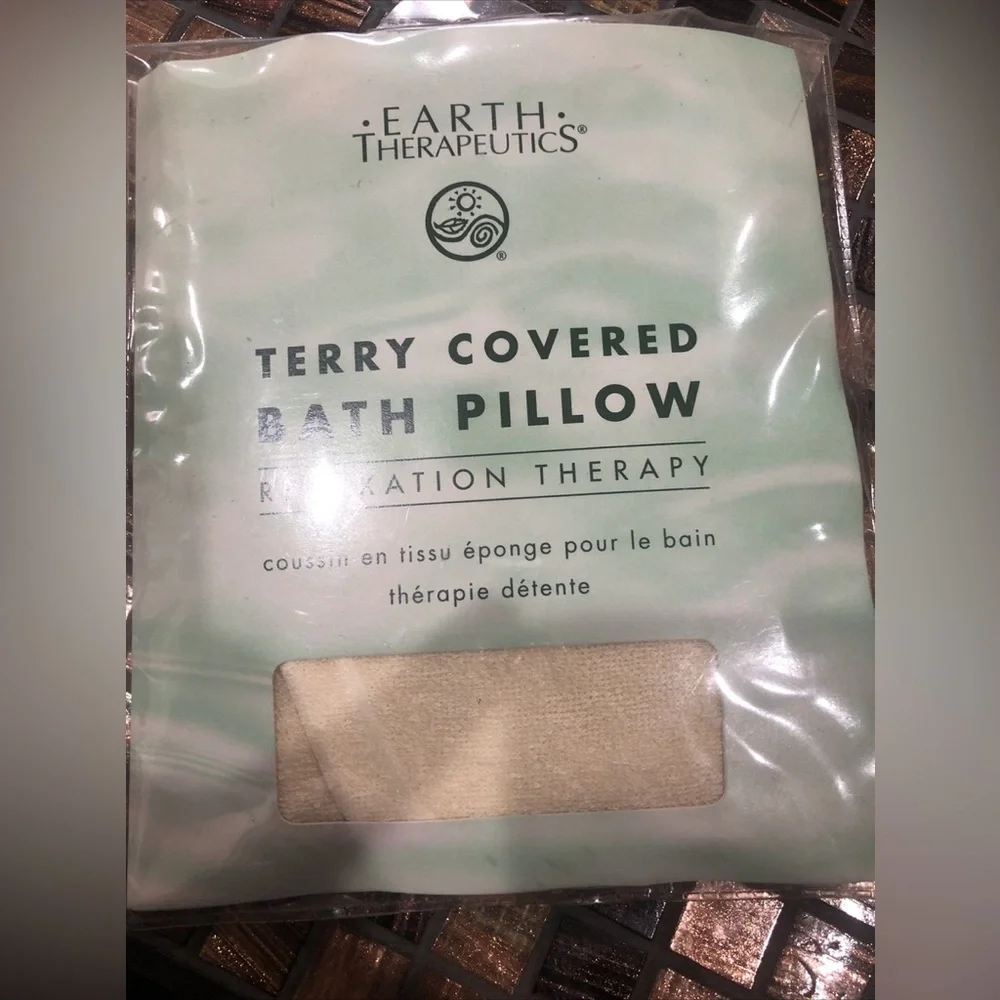Earth Therapeutics Terry Covered Bath Pillow NWT